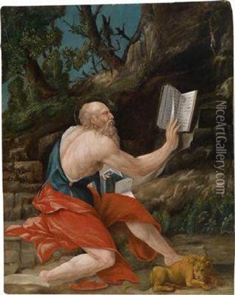 St. Jerome Oil Painting - Girolamo Mazzola Bedoli