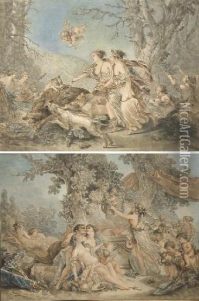 Les Quatre Saisons Oil Painting - Jean-Baptiste Huet I