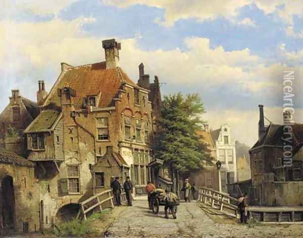 A street scene in a Dutch town Oil Painting - Willem Koekkoek