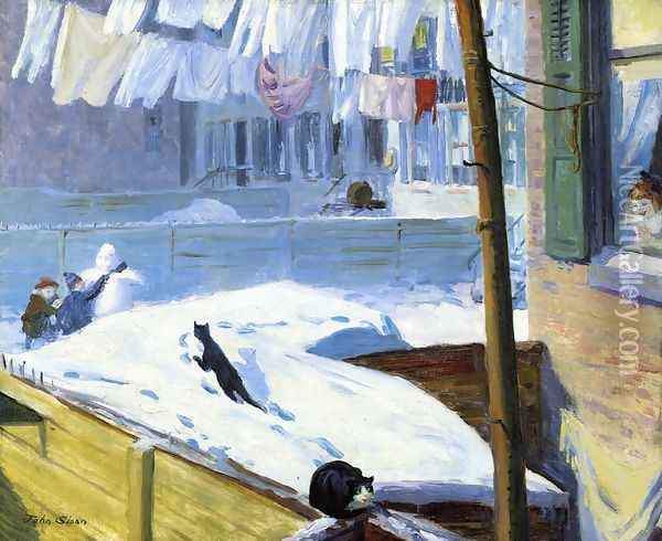 Backyards, Greenwich Village Oil Painting - John Sloan