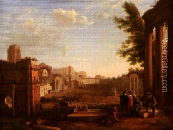 Vue Du Forum De Rome Oil Painting - Anton Sminck Pitloo