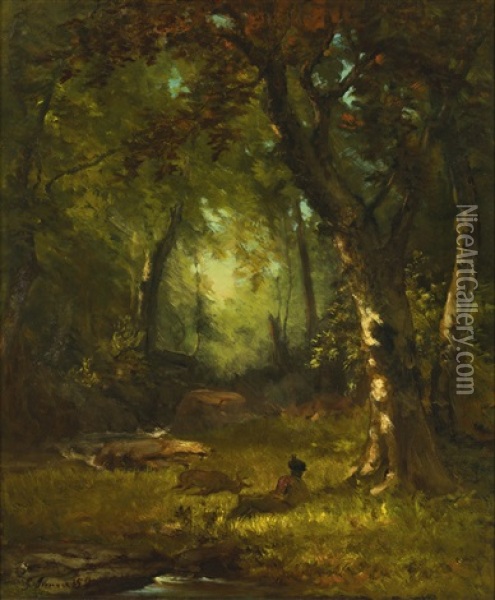 Landscape With Huntsman Oil Painting - George Inness