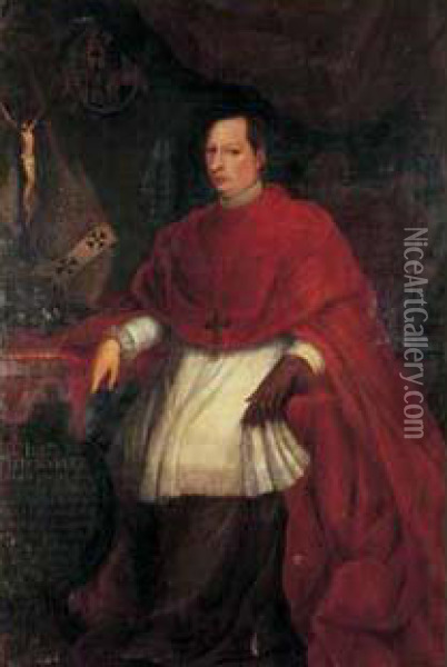 Portrait De L'archeveque De Mexico, Don Manuel Rubio Y Salinas Oil Painting - Pedro Calderon Lopez