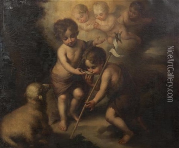 The Christ Child And Saint John Oil Painting - Bartolome Esteban Murillo