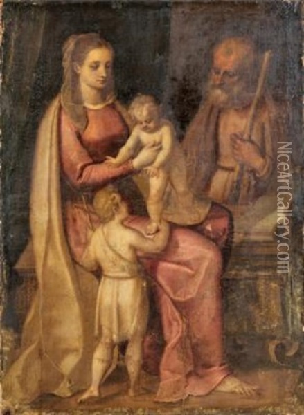 Sacra Famiglia Con San Giovannino Oil Painting - Bernardo Castello