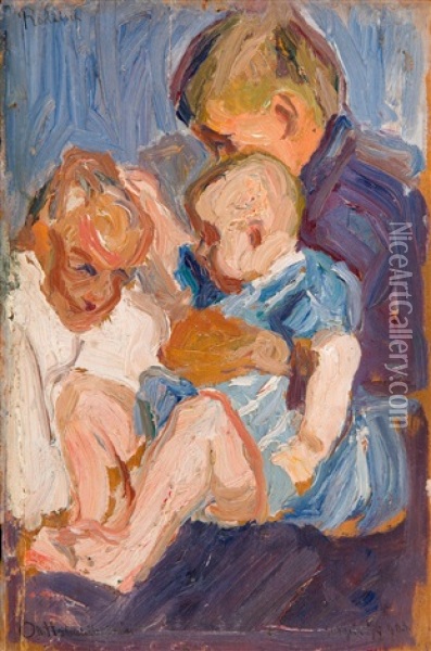 Family Oil Painting - Oleksa Nowakowskij