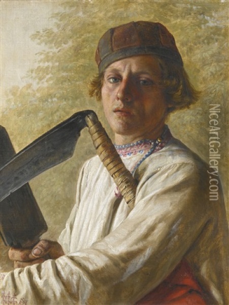 Portrait Of A Reaper Oil Painting - Alexei Gavrilovich Venetsianov
