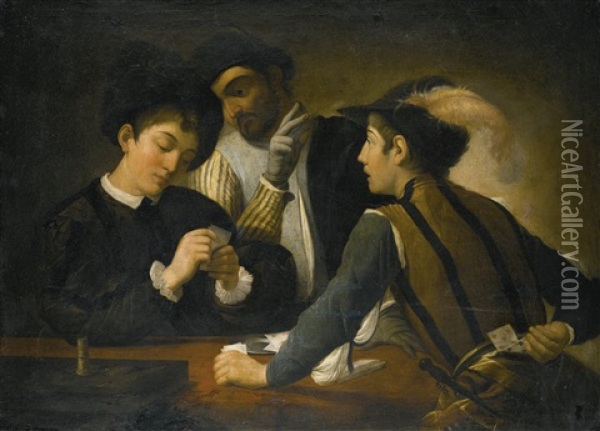 The Cardsharps Oil Painting -  Caravaggio