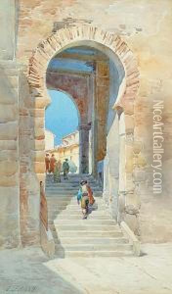 Toledo Oil Painting - Ernest Louis Lessieux