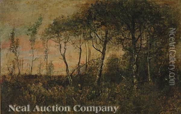 Jefferson Island Landscape With A Woman In The Trees Oil Painting - Joseph Jefferson