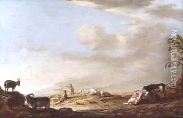 Landscape with Cattle and Figures Oil Painting - Aelbert Cuyp