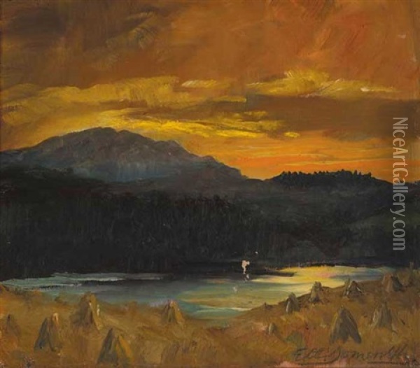 Sunset Over Lissard Oil Painting - Edith Oenone Somerville