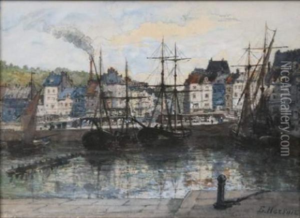 Le Vieux Bassin A Honfleur Oil Painting - Emile A. Herson