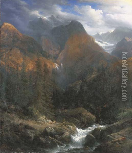 Paysage Des Alpes Suisses Oil Painting - Francois Diday