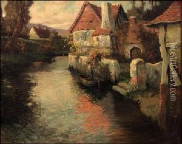 Along The River Argues - Normandy Oil Painting - George Ames Aldrich