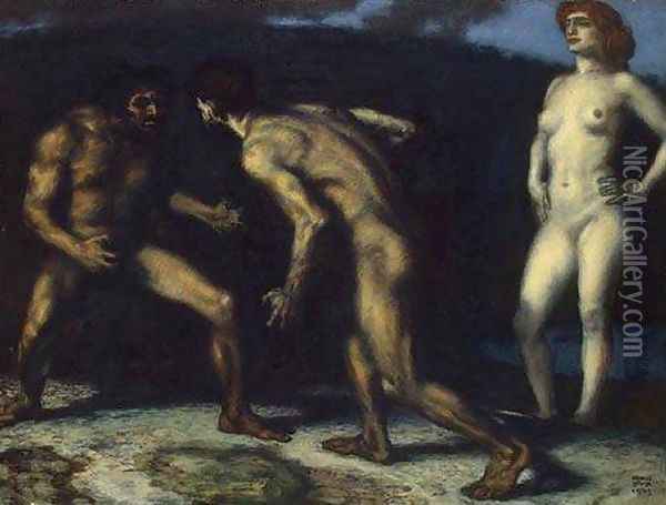 Battle for a Woman, 1905 Oil Painting - Franz von Stuck