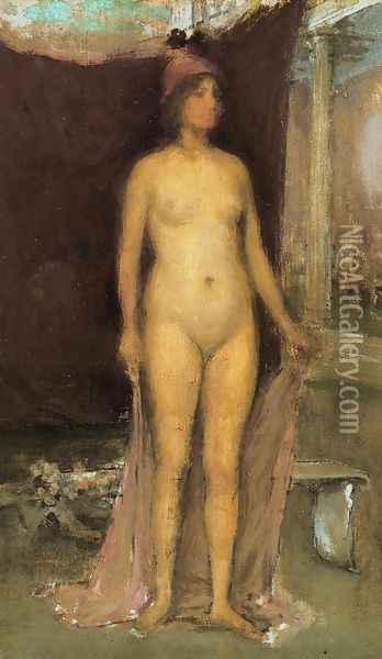 Purple and Gold: Phryne the Superb! - Builder of Temples Oil Painting - James Abbott McNeill Whistler
