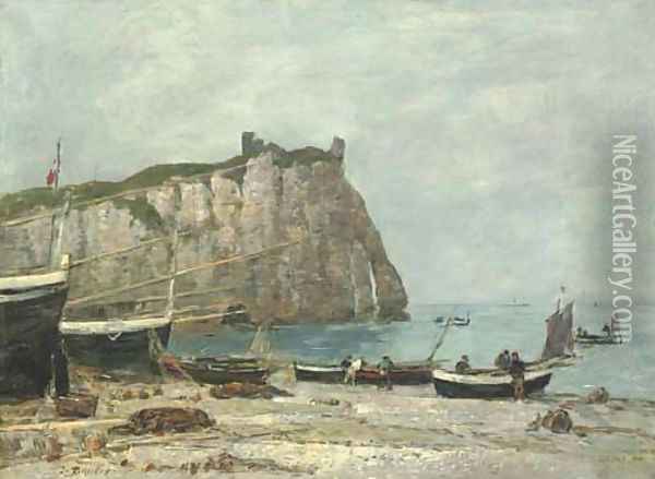 La falaise d'Aval, Etretat Oil Painting - Eugene Boudin