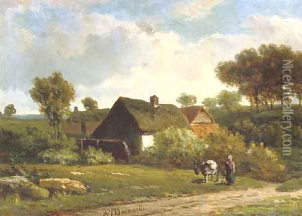 The little farm Oil Painting - Alexander Joseph Dawaille