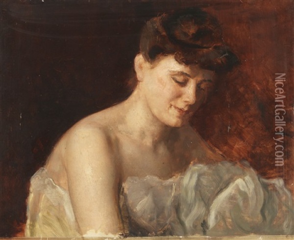 Frauenportrat (studie) Oil Painting - Charles Joshua Chaplin