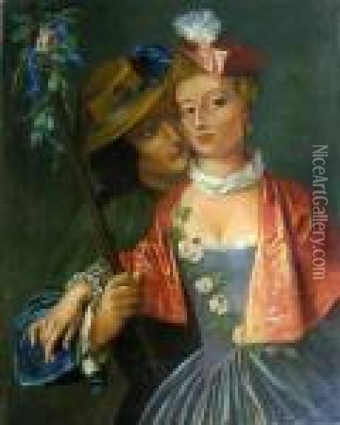 Amorous Couple Oil Painting - Philippe Mercier
