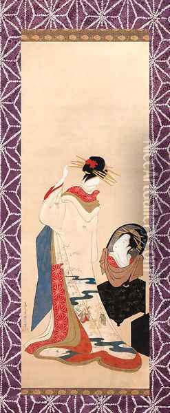 Beauty at her toilette Oil Painting - Chobunsai Eishi