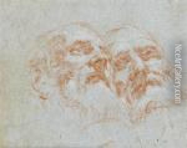 Two Heads Of Bearded Men Oil Painting - Giovanni Battista Tiepolo