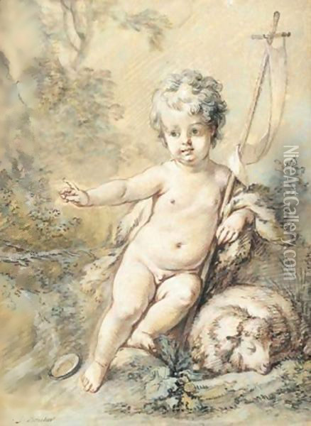 Saint Jean-Baptiste Et L'Agneau Pascal Oil Painting - Francois Boucher