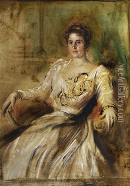 Portrait Der Frau Rosner Oil Painting - Franz Seraph von Lenbach