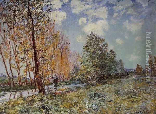 By the River Oil Painting - Alfred Sisley