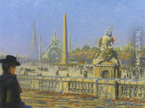 Place De La Concorde Oil Painting - Jules Demange