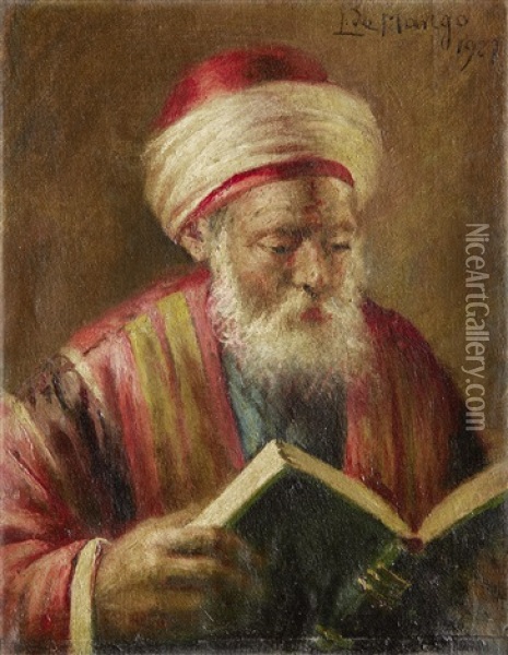 An Ottoman Scribe Oil Painting - Leonardo De Mango