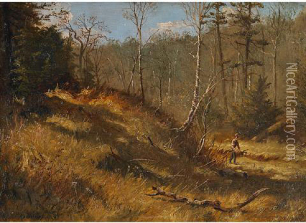 Hunter In The Woods Oil Painting - Thomas Mower Martin