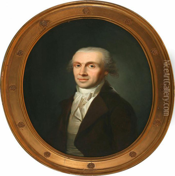 Portrait Of A Man En A
Brown Coat Oil Painting - Christian August Lorentzen