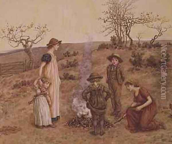 The Stick Fire Oil Painting - Kate Greenaway