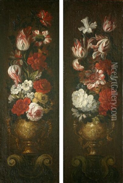 Floreros (pair) Oil Painting - Gabriel de LaCorte