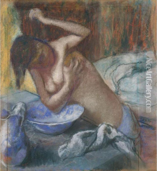 Femme S'epongeant La Poitrine Oil Painting - Edgar Degas
