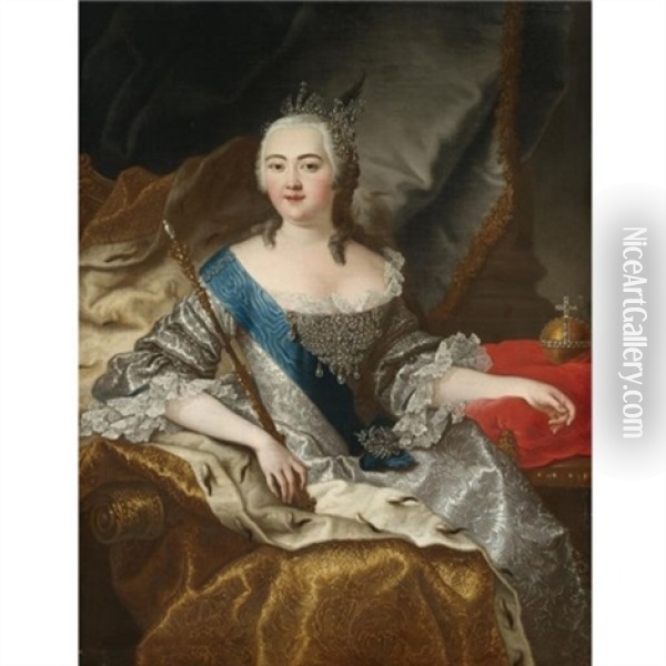 Portrait Of The Empress Elizabeth I, 1709-1761) Oil Painting - Johann Baptist Lampi the Elder