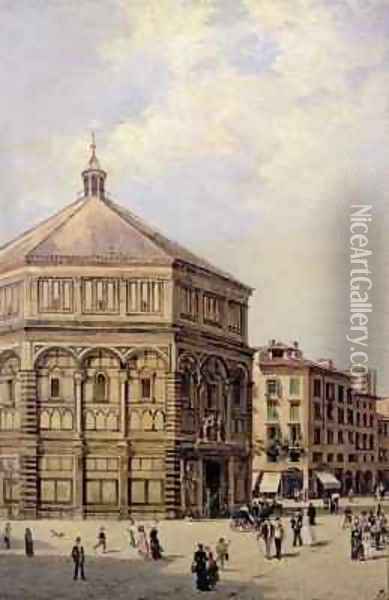A View of the Baptistry in Florence Oil Painting - Antoinetta Brandeis