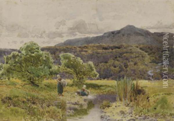 The Mountain Stream Oil Painting - John Mallard Bromley