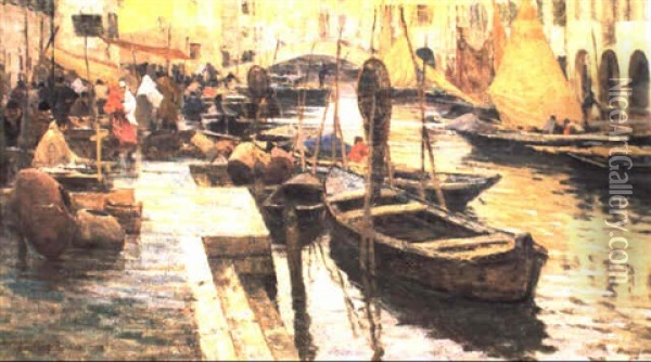 Canale Di Chioggia Oil Painting - Giuseppe Danieli