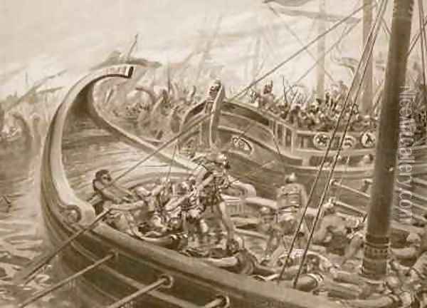 The Phocaen fleet defeats the Carthaginians Oil Painting - Ambrose Dudley