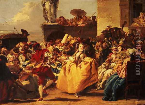 The Minuet or Carnival Scene Oil Painting - Giovanni Domenico Tiepolo