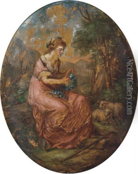 A Shepherdess In A Landscape Oil Painting - Angelica Kauffmann