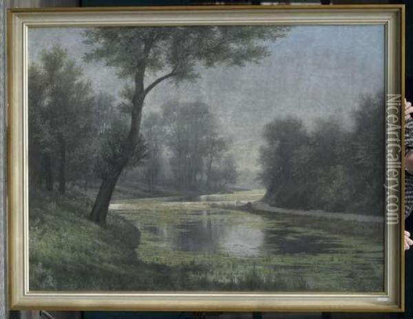 Flusslandschaft. Oil Painting - Eduard Rudisuhli