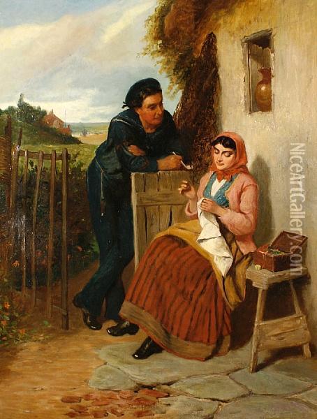 The Rural Courtship Oil Painting - Edward Charles Barnes