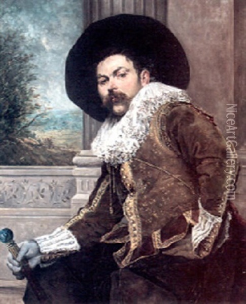 The Seated Cavalier Oil Painting - Ferdinand Victor Leon Roybet