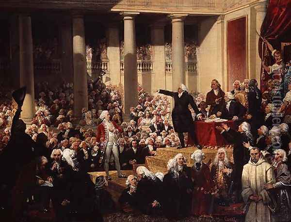 Mirabeau and Monsieur de Dreux-Breze at the Assemblee des Deputes, 23rd June 1789 Oil Painting - Joseph-Desire Court
