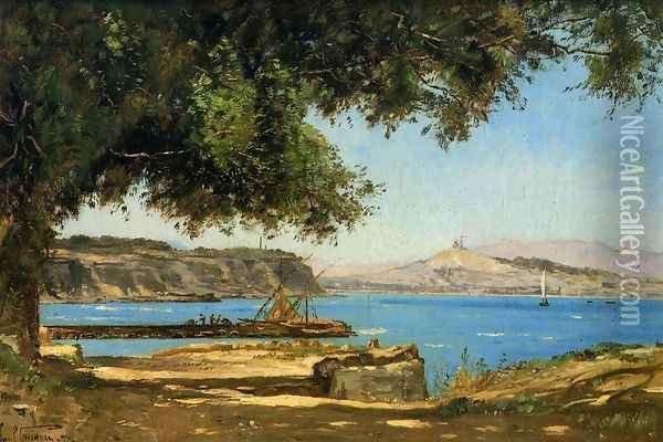 Tamaris by the Sea at Saint-Andre near Marseille Oil Painting - Paul-Camille Guigou