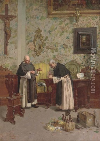 Assessing The Ingredients Oil Painting - Giuseppe Bortignoni the Elder